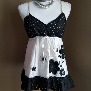 Cute Black And White Spaghetti Strap I.NC. Top